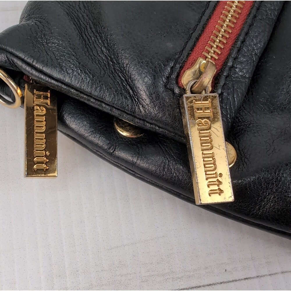 Hammitt Los Angeles Black Pebbled Leather VIP Satchel Red Zipper No Strap - Wear - Picture 15 of 15